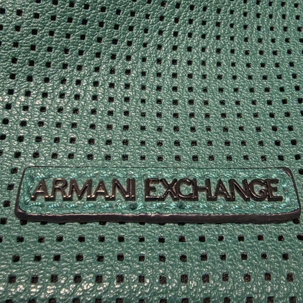 Armani Exchange Perforated Bucket Bag - Emerald Green & Gunmetal - Picture 6 of 9